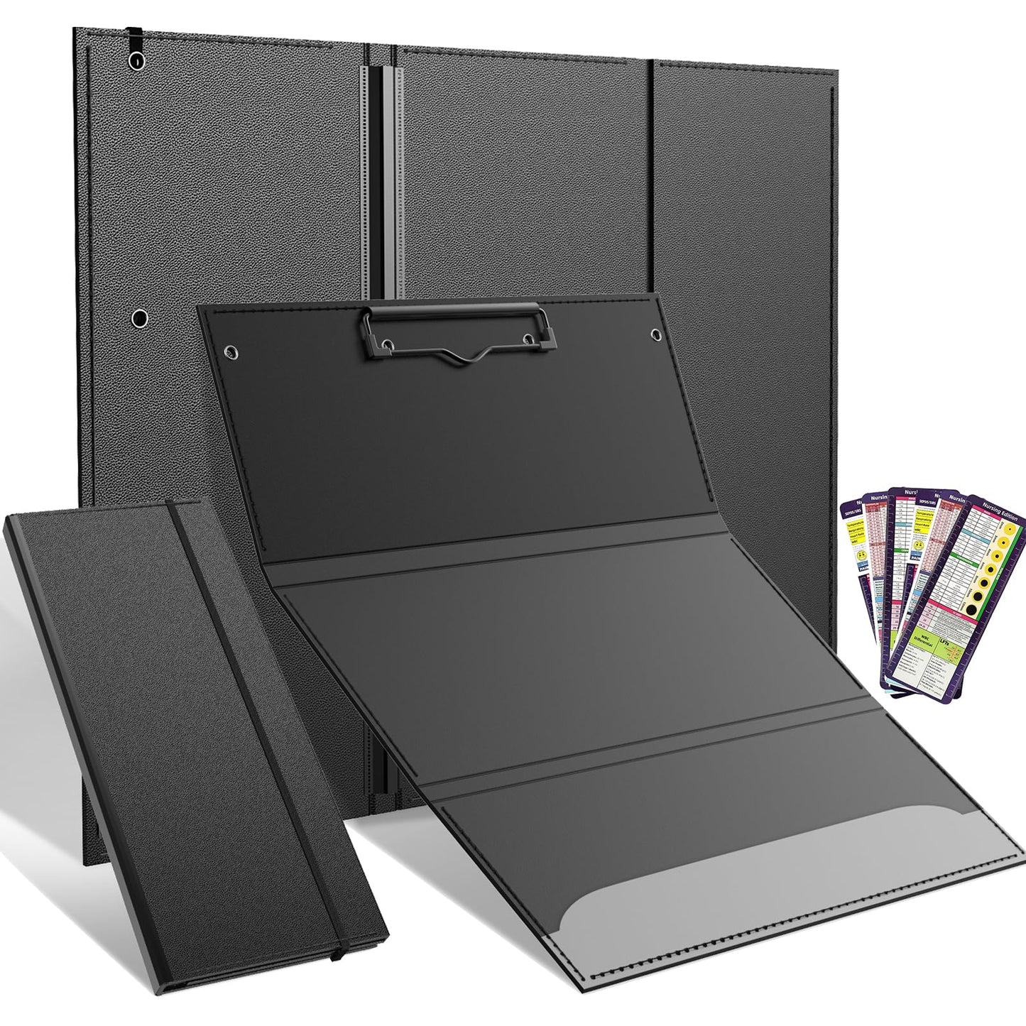 Nursing Clipboard Foldable-3 Layers Folding Nursing Clipboard with Nursing Edition Cheat Sheets, Trifold Nursing Clipboard for Nurses Doctors,Medical Clipboard Pocket Size,Nurse Clip Boards