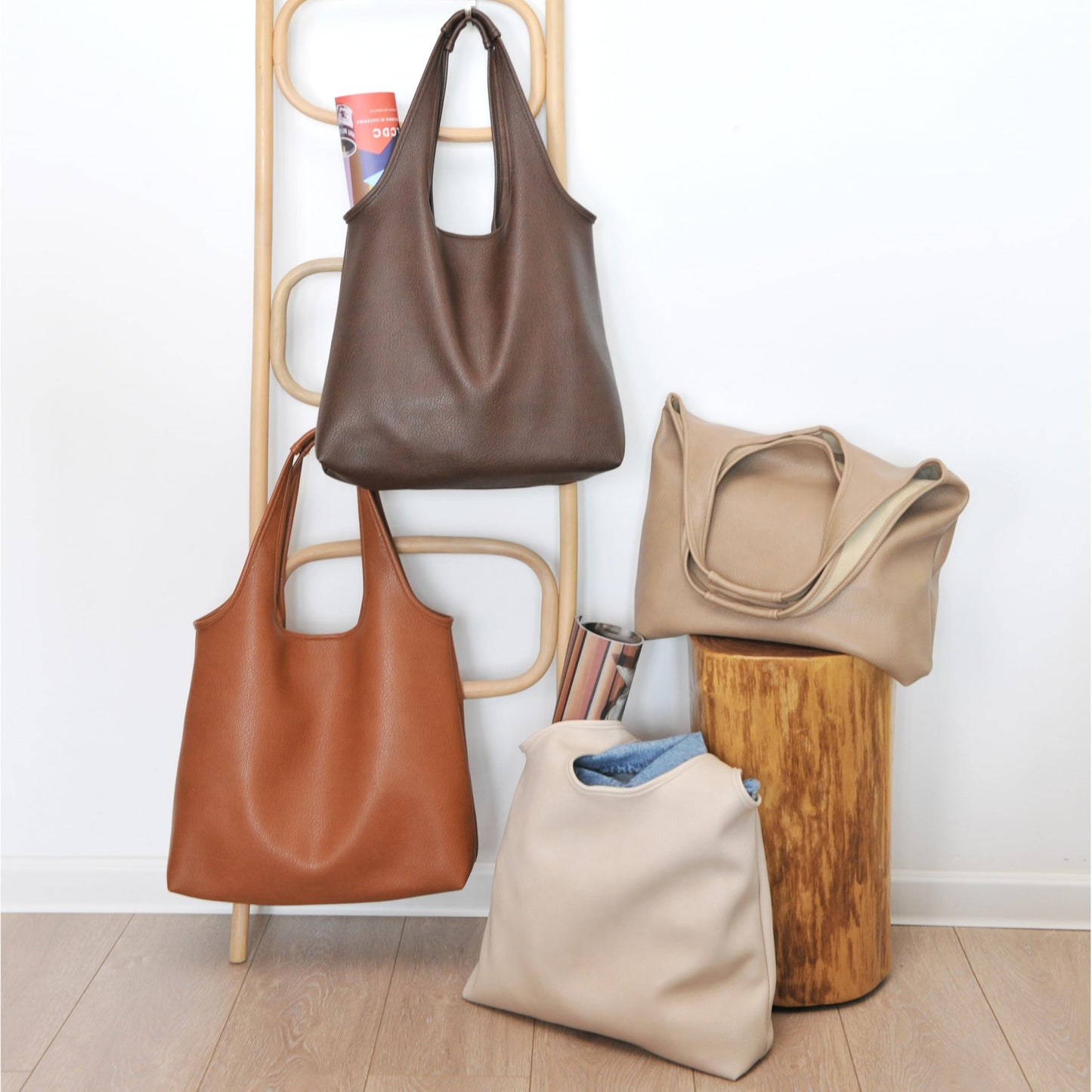 Women's Hobo Bag Soft Vegan Leather Tote Oversized Slouchy Handbag for Shopping,Weekender,Work (Coffee)