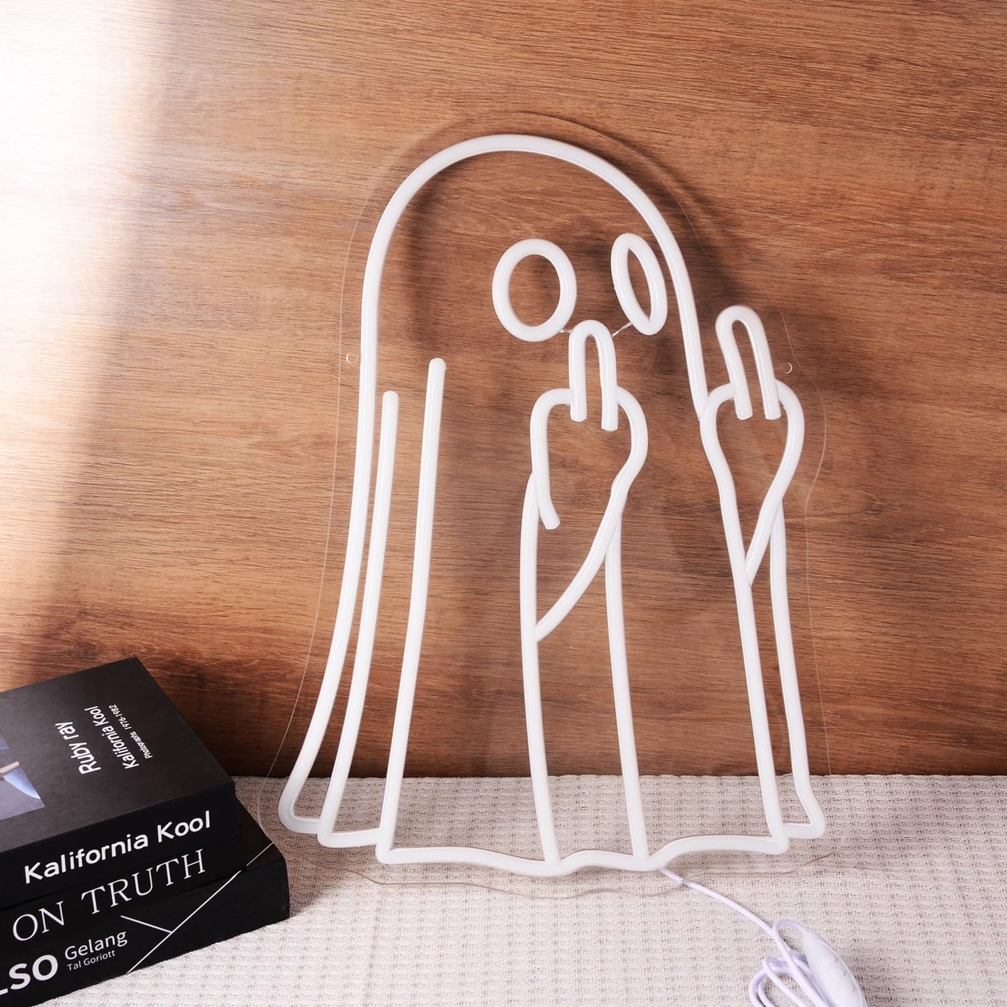 Ghost Halloween Neon Light Sign Spooky Middle Finger LED Lights for Halloween Party Decorations Bedroom Living Room Home Kids Room Man cave Bar Pub Cafe