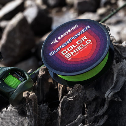 KastKing Superpower ColorShield Braided Fishing Line, Neon Green, 30LB, 300Yards, X4