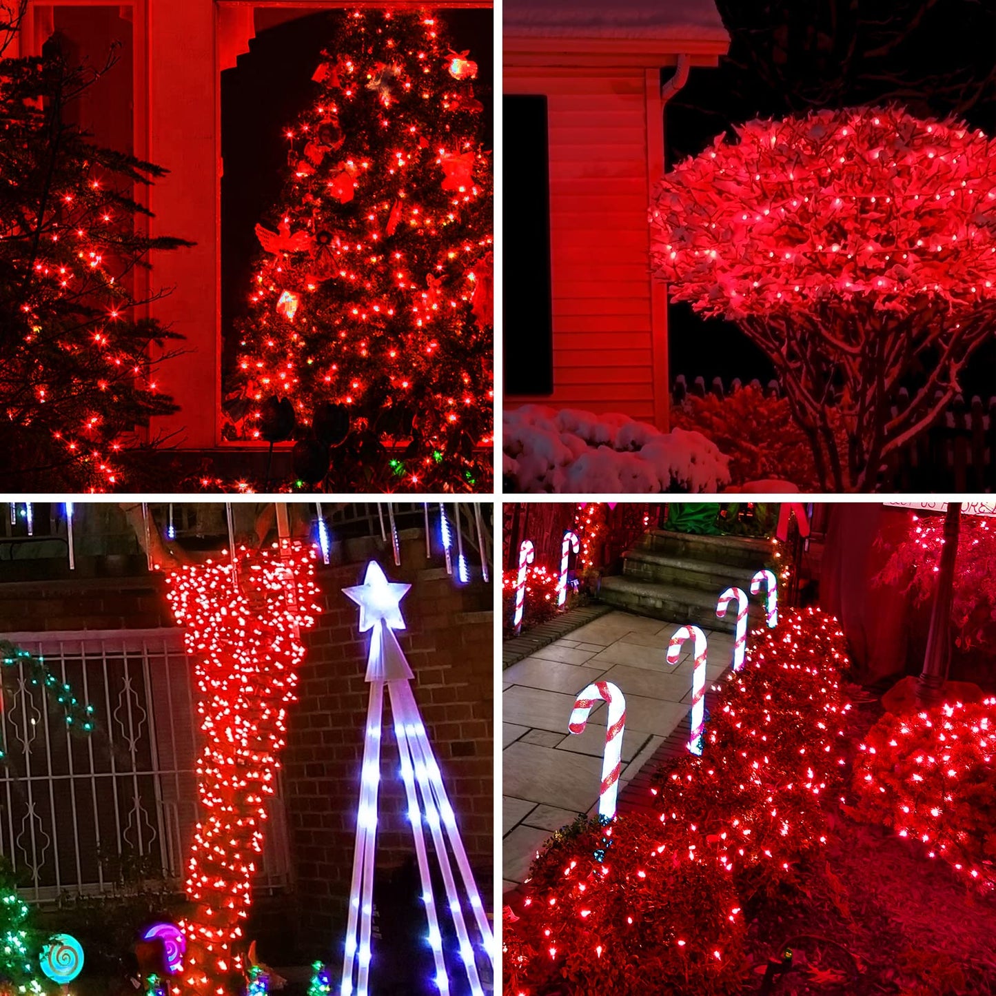 GLOWNOVA Green Wire,RED Incandescent Bulb 300 Mini String Lights for Indoor Christmas Tree Garland Birthday Wedding Party Festival Decoration