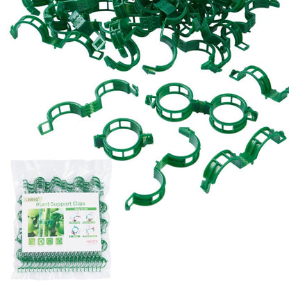 CIQIYO® 100 Pcs Plant Support Clips,Plastic Clips for Securing Plants,Tomato Vine Clips,Plant Fixing Clips,Garden Clips for Climbing Plants,Grape and Vine Vegetables (100, Green)