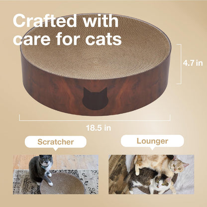 Necoichi Cat Scratcher Bowl for Indoor Cats - Cat Scratching Lounger with Reversible Usability and Extra Comfort for Lounge, Cardboard Bed Couch / (XL, Dark Cherry)