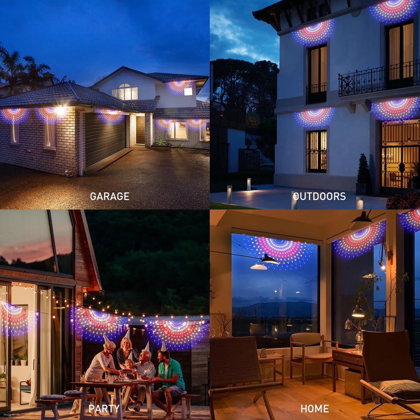 Leisure world 3 Pack 450 LED American Flag Bunting Flags Lights - Super Bright Waterproof USA String Lights for Patriotic Decoration on USA 250 Anniversary, July 4th,Memorial Day,Christmas & Party