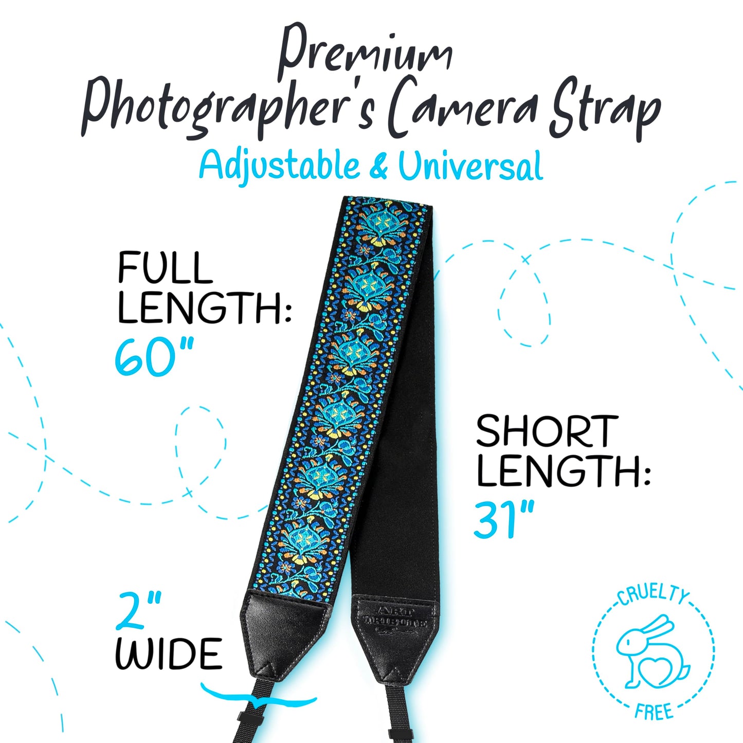 Camera Strap For Photographers Padded Universal Fit Neck Shoulder & Crossbody Strap Quick Release For DSLR/SLR/Mirrorless Canon Nikon Sony Olympus Compatible Photographer Gift for Men & Women - Blue