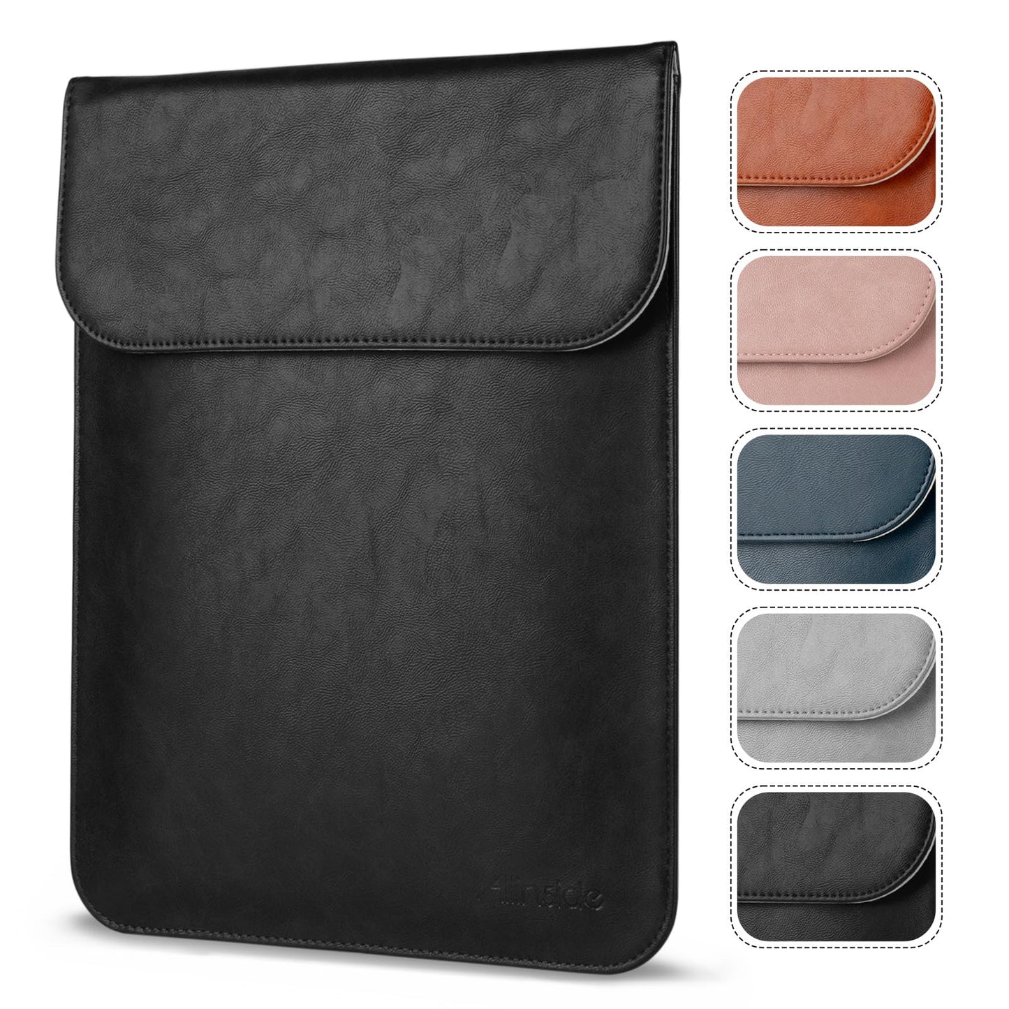 Allinside 15-16 inch Laptop Sleeve Case Compatible with MacBook Pro 16 2021-2026/MacBook Pro 15 2016–2019, Waterproof PU Leather Laptop Sleeve Bag Protective Vertical Case Cover, Black