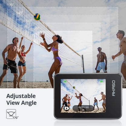AKASO Brave 7 Action Camera 4K30FPS 20MP with 64GB U3 MicroSDXC Memory Card, Waterproof Camera with Touch Screen IPX8 33FT EIS 2.0 Zoom Support External Mic Voice Control with 2X 1350mAh Batteries