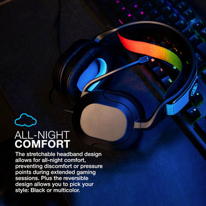 JLab Nightfall Gaming Headset with Near-Field Directional Flip-to-Mute Rotating Boom Mic, 50mm Drivers and Sound Isolating Inner Shelf, Wired 3.5mm for PC, PS5, PS4, Xbox Series X/S, Xbox one, Switch