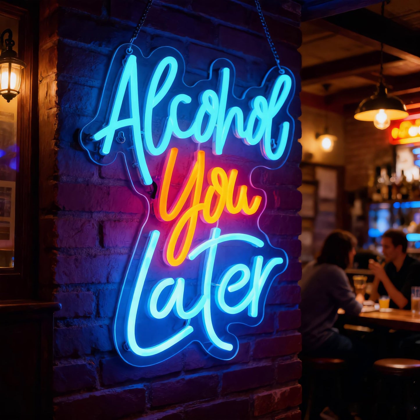 Alcohol You Later Neon Sign Alcohol Neon Sign for Wall Decor Party Deco USB Dimmable LED Neon Lights for Beer Bar Kitchen Restaurant Home Bar Pub Tavern Party Man Cave Club Shops Hotel Store Business Gift
