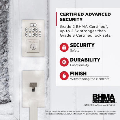 Kwikset SmartCode 260 Keyless Entry Electronic Keypad Deadbolt Door Lock with Auto-Lock, Custom User Codes, Advanced Security in Satin Nickel Contemporary