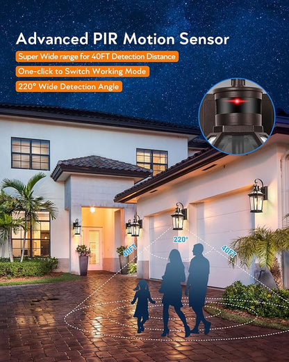 VIANIS Bronze Motion Sensor Outdoor Light, Dusk to Dawn Outdoor Lighting Wall Mount, Waterproof Exterior Light Fixtures for House, 100% Anti-Rust Aluminum Outside Wall Sconce for Front Porch Garage