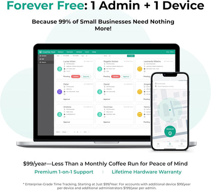 ANVIZ Time Clocks for Employees Small Business - CX5 Clock in and Out Machine - Face + RFID + Pin - Door Access - Biometric Electronic Punch Machine - Forever Free Cloud Software