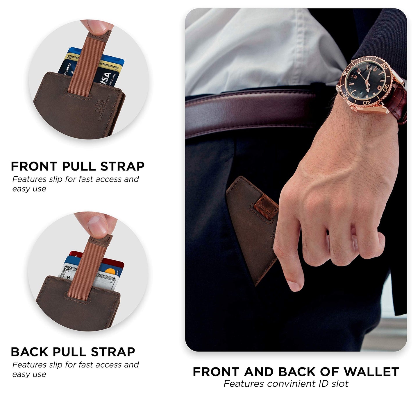 RFID Blocking Slim Money Clip Wallet – Leather Bifold Front Pocket Minimalist Mens Wallet with Money Clip for Men, Small Credit Card Holder Wallet - Travel Wallet with Gift Box