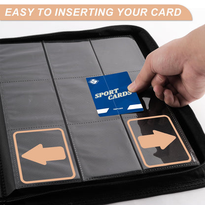 TiopLior Zip MTG Card Binder with 432 Side Loading Pocket - fits TCG Baseball Football Sports Cards - Easy to Insert Collection Binder - Black