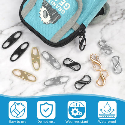 Phinus Lock Combo, Total 21PCS Clips Anti-Theft, Locks Anti-Theft for Luggage, Clothing, Backpacks, Boots, Purses, Travel Outdoor Sports(Black, Silver, Gold)