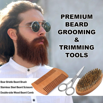 YogerYou Beard Kit,Beard Grooming Kit W/Straight Razor,2 PACK Beard Oil,Beard Wash,Balm,Brush,Comb,Scissors Mens Birthday Christmas Gifts for Men Boyfriend Husband Beard Shaping Shaving Kit