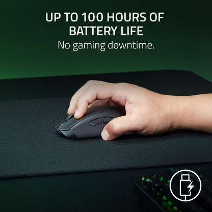 Razer DeathAdder V3 HyperSpeed Wireless Gaming Mouse: 55g Lightweight - USB C Charging - Up to 100 Hr Battery - Advanced 26K Optical Sensor - Gen-3 Optical Switches - 8 Programmable Controls - Black