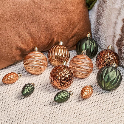JORNOY Christmas Tree Ornaments - 2.36inch/60mm Shatterproof Ornaments for Christmas Tree Set, Plastic Decorative Hanging Balls Ornaments for Xmas Tree Decorations, 40ct (Earth Tone)
