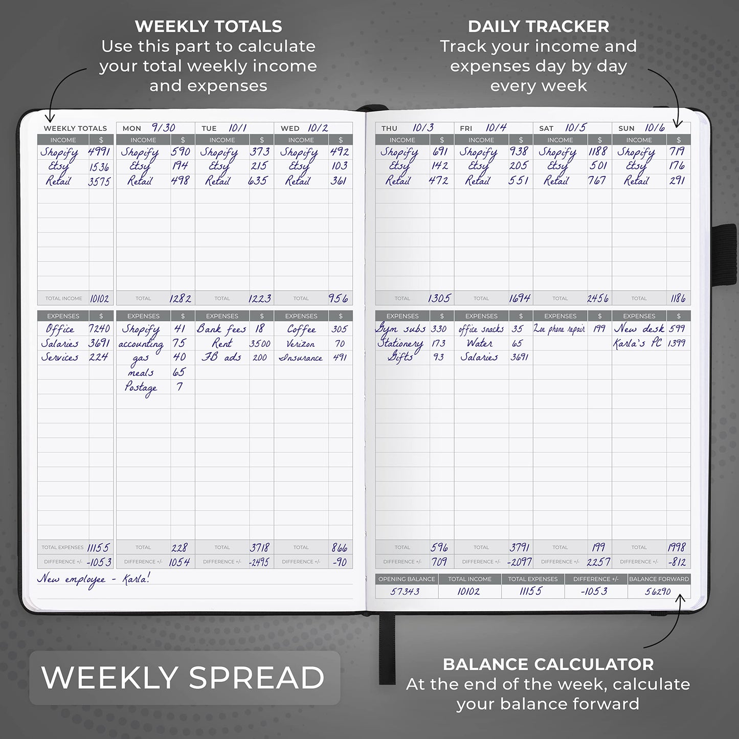 Clever Fox Income & Expense Tracker – Accounting & Bookkeeping Ledger Book for Small Business – 1-Year Record Notebook, A5 (Black)