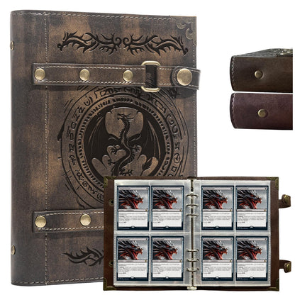 DDFE 4 Pocket Card Binder for 240 Cards,Premium Trading Card Binder,Portable Card Collection Binder,Collector Card Album,Card Folder For MTG,CG,Sports Cards,Game Cards(x3-Dragon Totem-Khaki)