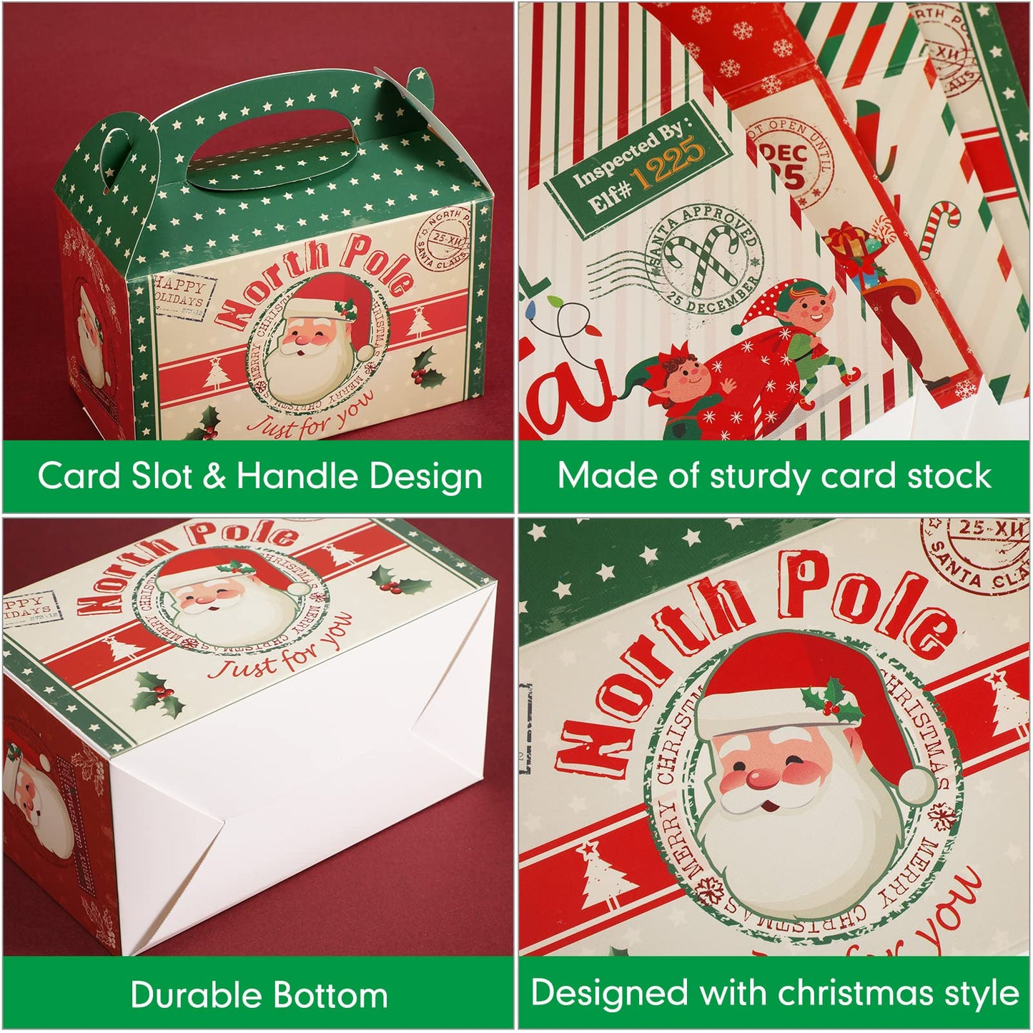 Zonon 24 Pcs Christmas Gift Boxes Xmas Kraft Treat Boxes for Cookies Candy Present Goodies Bakery Favors Christmas Container for Gift Giving Holiday Party Supplies Decorations(Cute Style)