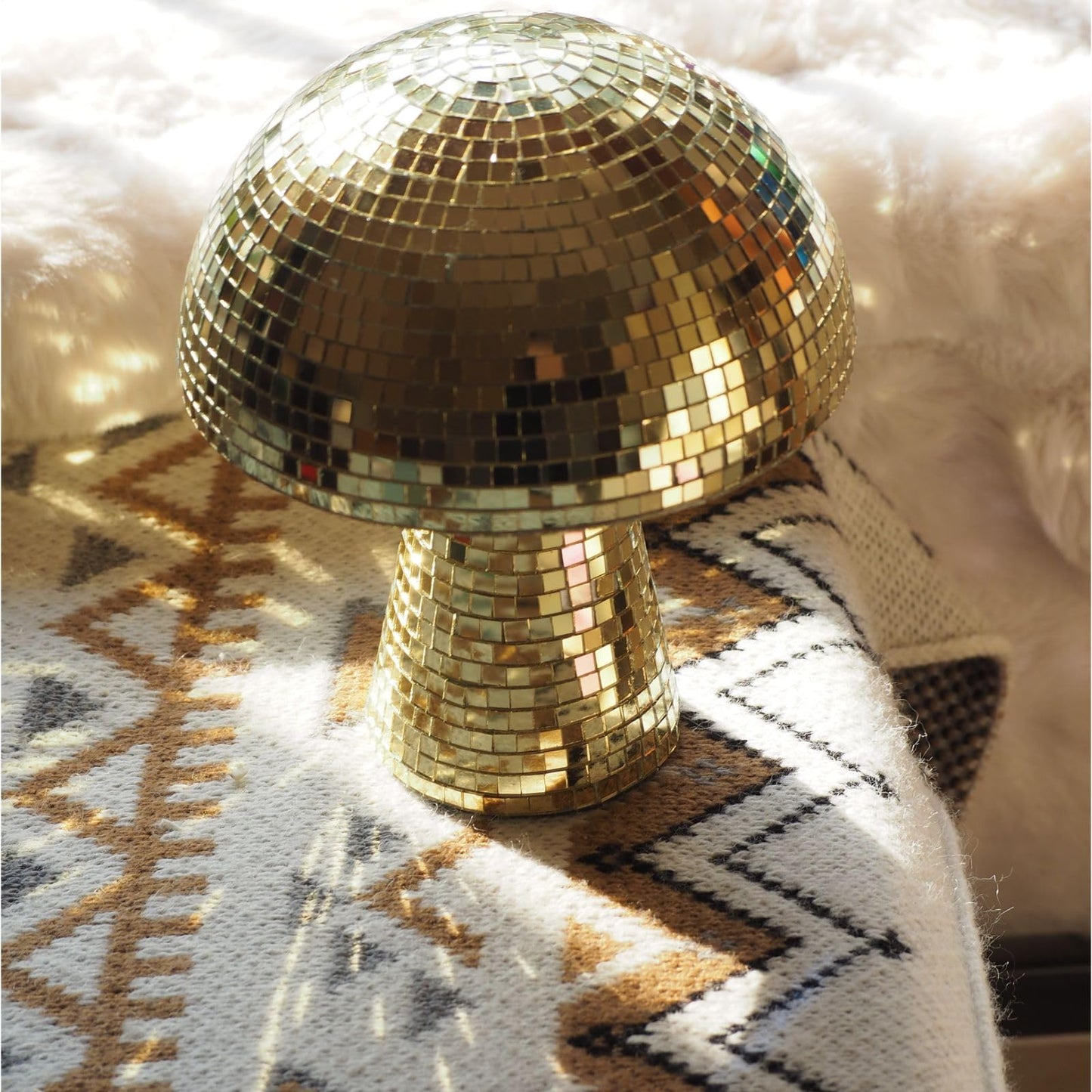 Yeehlmer Creative Mushroom Disco Ball for Party,Table Decor Mirror Retro Handmade Disco Ball Mushroom Shape Home Art Decorations,Bar Ornaments(Gold,S(5.9''))