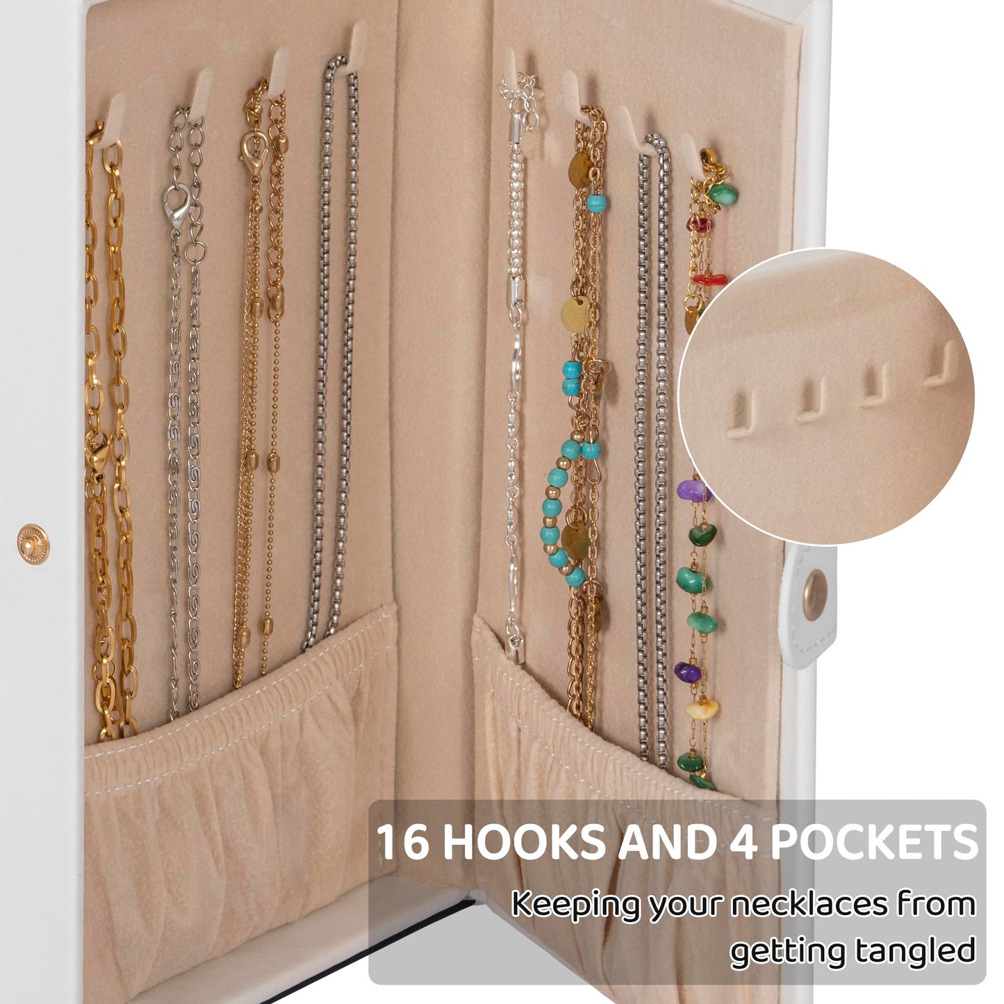 AKOZLIN 6-Tier Jewelry Box Lockable Leather Jewelry Storage Case with 5 Drawers for Women Girls Ring Necklace Earring Bracelet Holder Organizer with Mirror