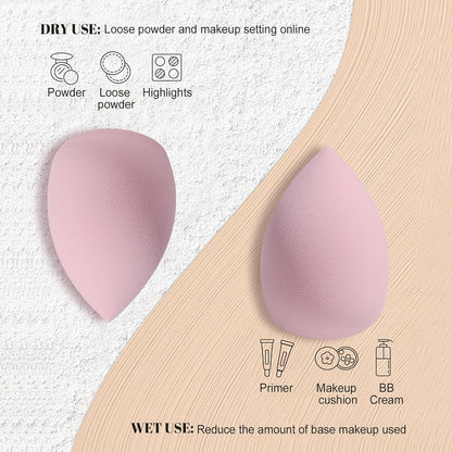 BS-MALL Makeup Sponge & Triangle Puff Set Pink for Mini Detailed Application Foundation Concealer Soft Pearl Cotton Sponge Pack of 10