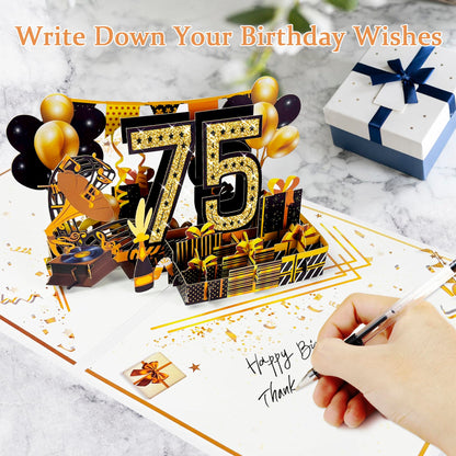 OLOSONG 75th Birthday Card for Men Women, Funny 3D Pop Up 75th Birthday Gifts for Grandma Mom Dad, Back In 1950 Happy 75 Year Old Birthday Decorations Cards for Her Him