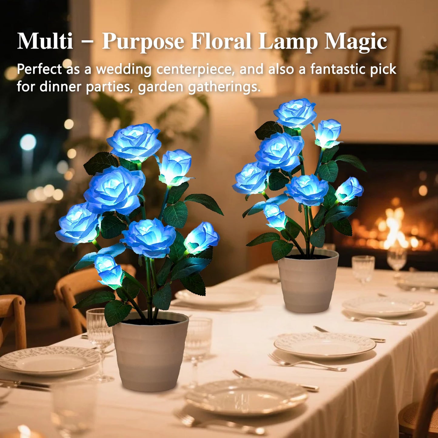 hibeauti Artificial Blue Rose Flower Lamp LED Lights, Flower Table Lamp for Bedroom Bar Coffee Shop Wedding Valentines Mothers Day Birthday Christmas - Unique Gifts for Women Her Girlfriend Wife Mom