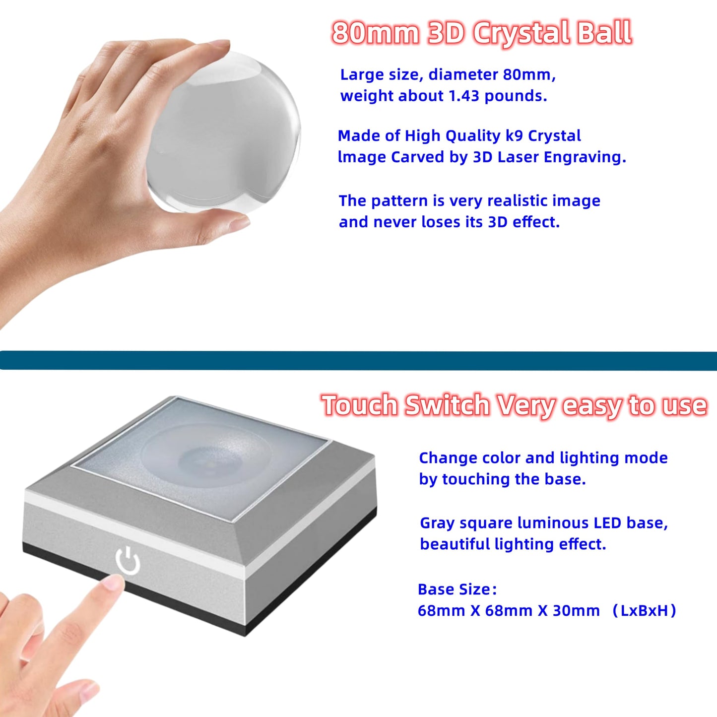3D Galaxy Crystal Ball Night Light, Upgraded 3.15 Inch Glass Ball Lamp with LED Base, Galaxy Lamp Decor, Birthday Holiday Xmas Gifts for Boys Girls Friends (Galaxy)
