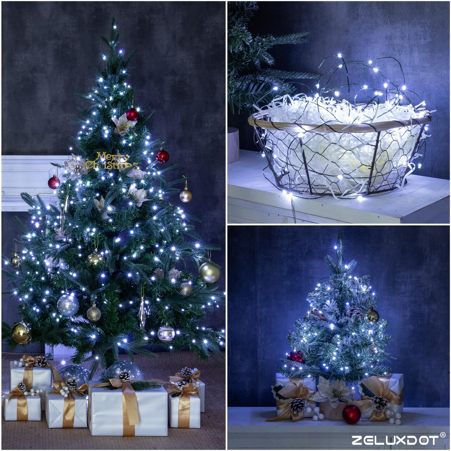 ZELUXDOT Fairy Lights Plug in,400FT 1200LEDs Waterproof Led String Lights,8 Modes Remote Twinkle Light for Outdoor Indoor Christmas Wedding Birthday Garden Party Decorations,Green Wire,Cool White