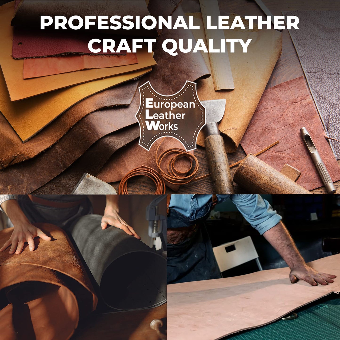 ELW Vegetable Tanned Leather 8-9 Oz. (3.2-3.6mm) Thickness | Pre-Cut 6"x12" | Tooling Leather Cowhide - Full Grain Leather Good for Crafting, Saddlery, Home Decor, Holsters, Knife Sheaths, Stamping