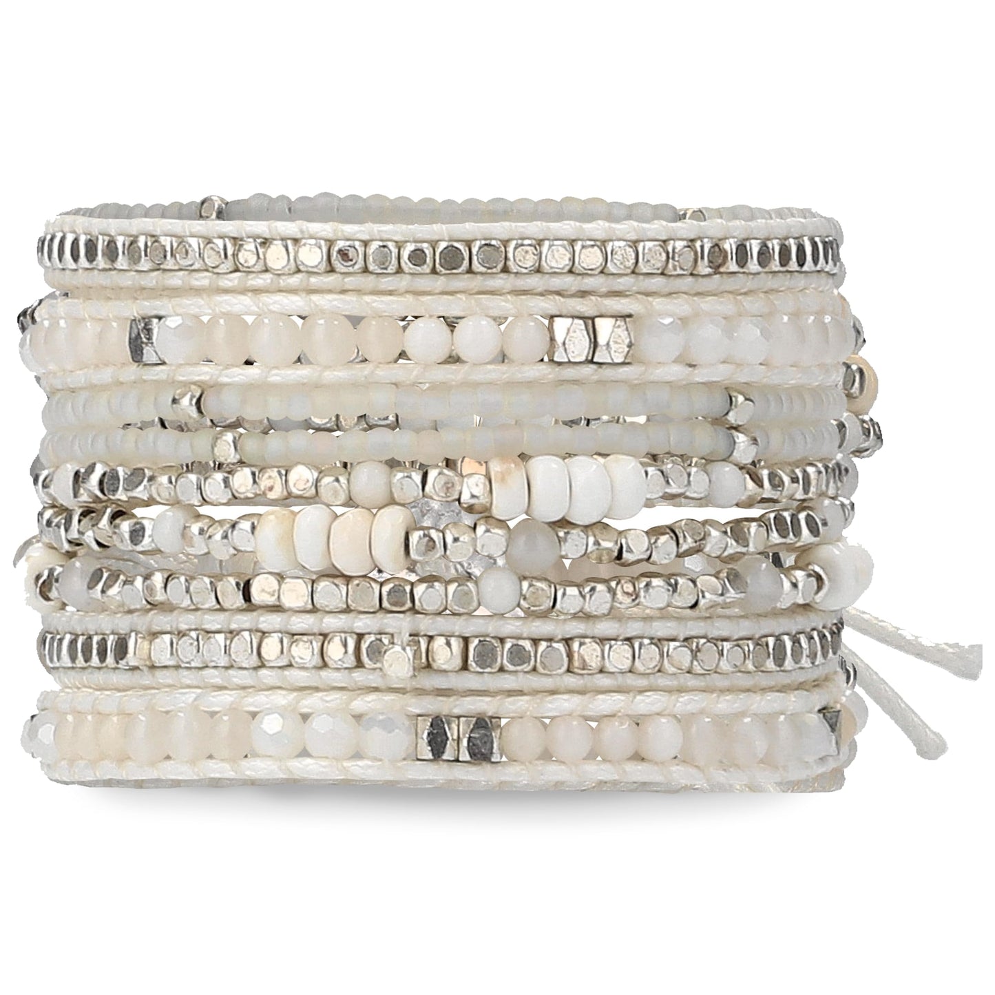 G2F DESIGN Bracelet for Women – Handmade Vegan Boho Natural Stone Layered Bracelet, Thailand Bohemian Stackable Beaded Wrap Bracelets (A13-Chantilly lace)