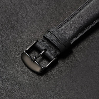 Afany Leather Watch Band 19mm for Men and Women, Quick Release Watch Strap, Black Replacement Watchband