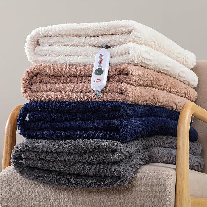 Heated Blanket Full Size - 72"x84" Cozy Soft Jacquard Heating Blanket with 4 Heat Levels & 10 Hours Auto-Off, Jacquard Fleece, Overheating Protection, Warm Gifts, Cream