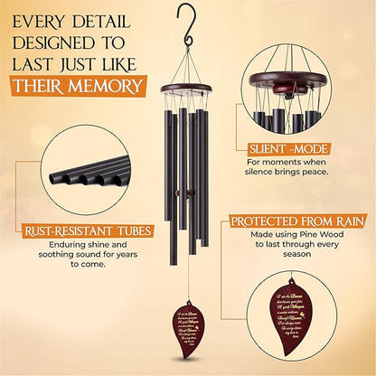 32 Inch Memorial Wind Chimes Outdoor, Sympathy Gifts for Loss of Loved One, Memorial Gifts for Loss of Mom, Sympathy Wind Chimes for Mother, Father, Brother, Sister