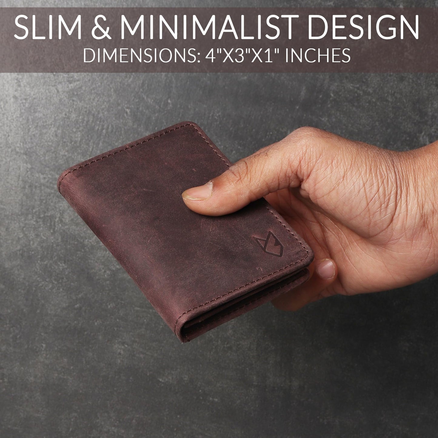 FOXHACKLE Full Grain Leather Credit Card Holder For Men and Women, Small RFID Blocking Bifold Wallet (With ID Slot, Hunter Coffee Brown)