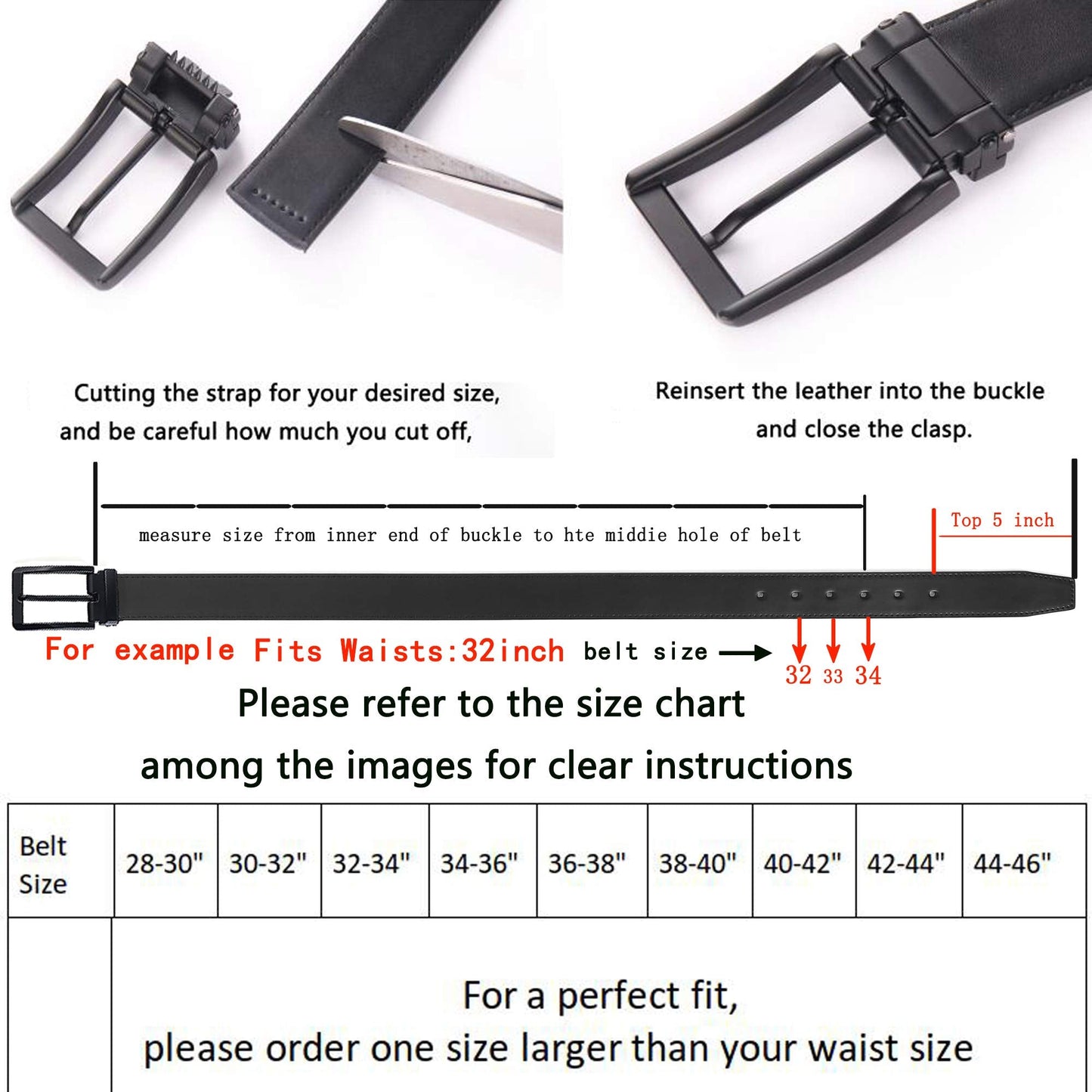 Weifert Men's Dress Belt Black Leather Belts for Jeans (28-30, Black2)