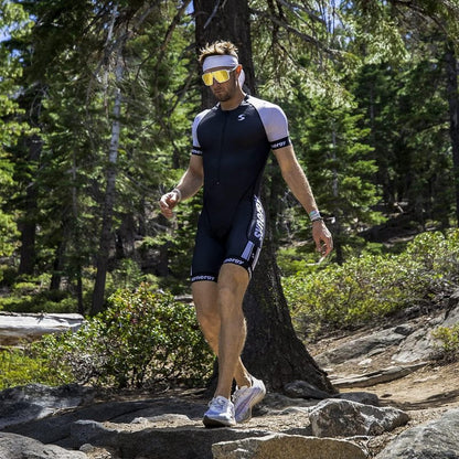 Men's Elite Short Sleeve Triathlon Tri Suit - Performance Fabric | Comfortable Fit