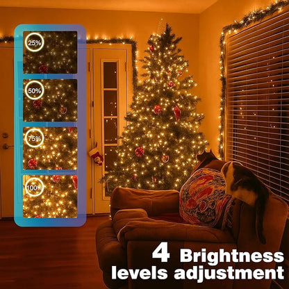 Christmas Lights 1200 LED 394 FT, IP67 Waterproof Christmastree Lights with 8 Modes, Remote Control 3 Timers & Memory Function Xmas Decorations for House and Holiday (Warm White)
