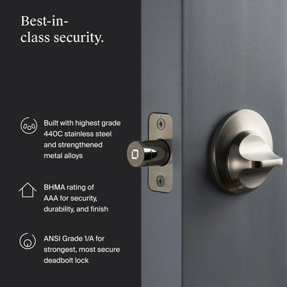 Level Lock+ (Matter) Smart Lock - World's Smallest, Most Advanced Matter-Over-Thread Deadbolt Plus Apple Home Key - Keyless and Remote Access via Apple, Alexa, Google Home, SmartThings (Satin Nickel)