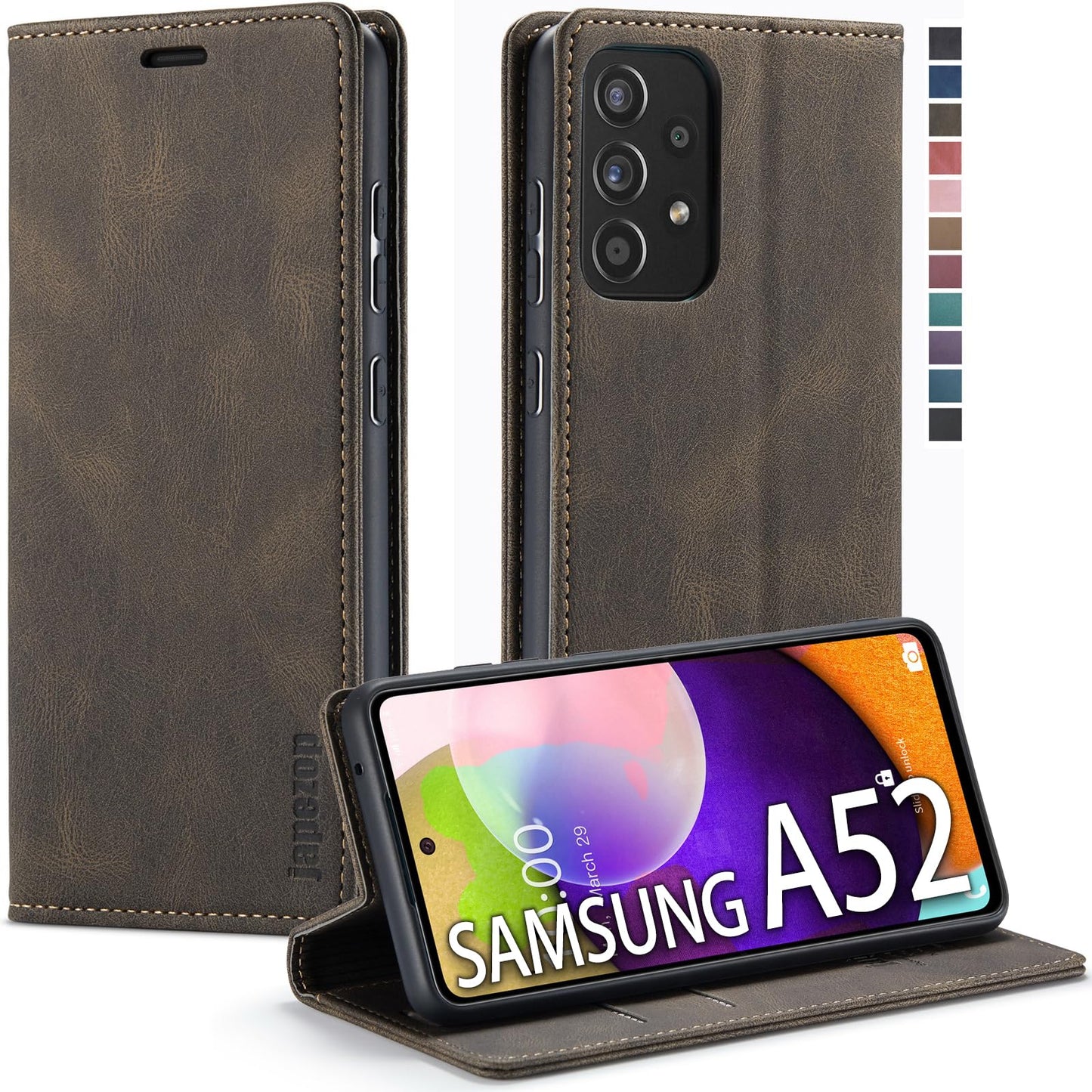 japezop Compatible with Samsung Galaxy A52 5G Wallet Case with Card Holder [RFID Blocking] Kickstand Magnetic,Leather Flip Case for Samsung Galaxy A52 5G/A52s 5G 6.5 Inch(Coffee)