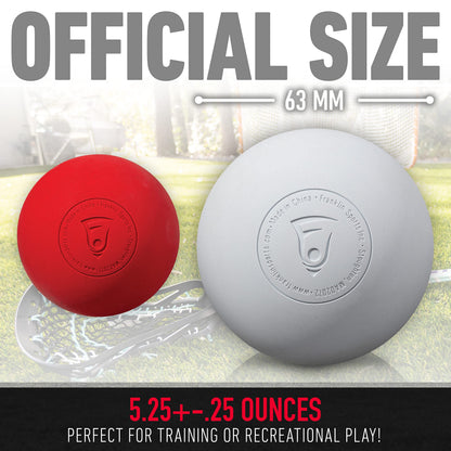 Franklin Sports Lacrosse Balls - Official Size Lax Balls for Practice - Red + White 2 Pack - Great for Muscle Massage Therapy + Yoga, 63 mm
