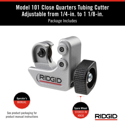 Ridgid - CC247 RIDGID 40617 Model 101 Close Quarters Tubing Cutter, 1/4-inch to 1-1/8-inch Tube Cutter Silver