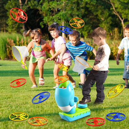 WATUDOU 12 PCS Flying Disc Launcher Outdoor Indoor Game Toys Gifts for 3 4 5 6 7 Year Old Boys Kids, Outdoor Outside Game Toys for Boys Girls Ages 3-5 4-8, Ideal 3 4 5 6 Year Old Birthday Gifts