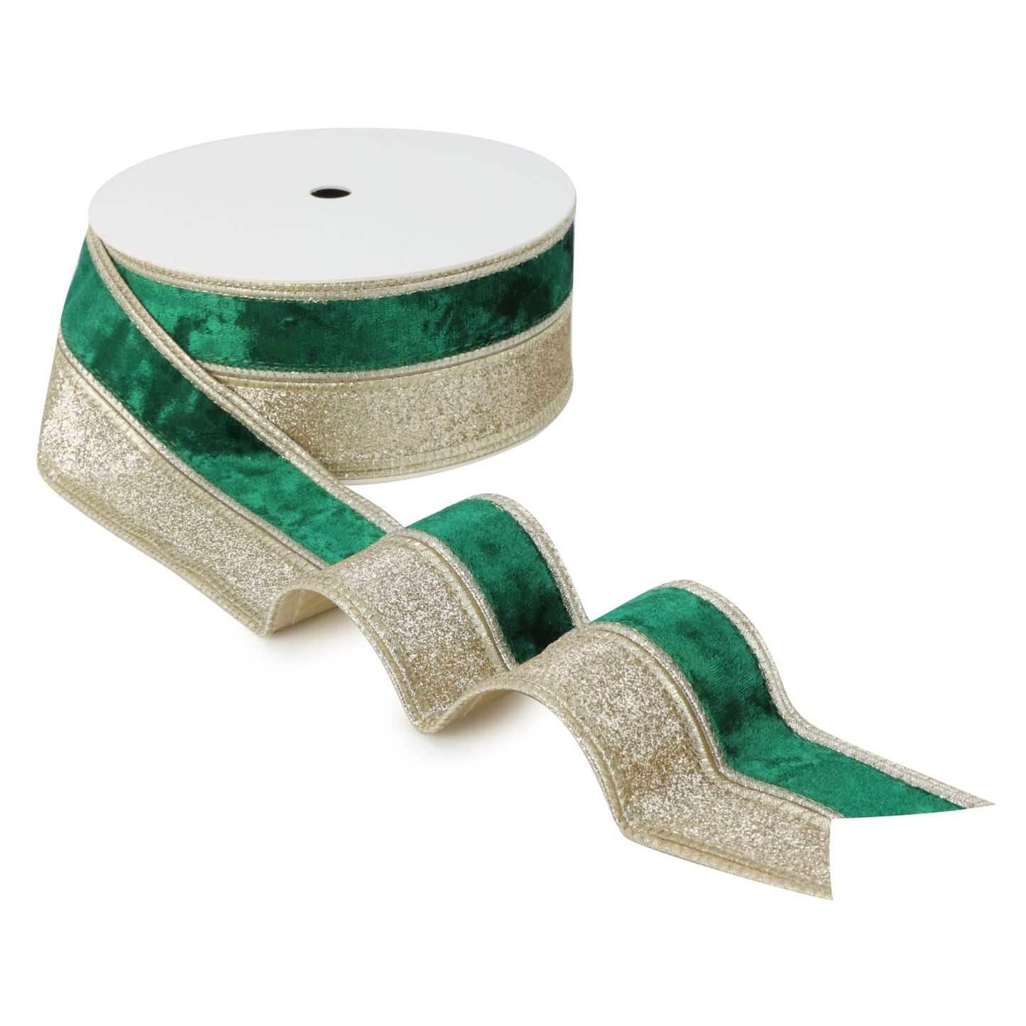 DINDOSAL Green Velvet Wired Ribbon, 2.5 Inch x 10 Yards