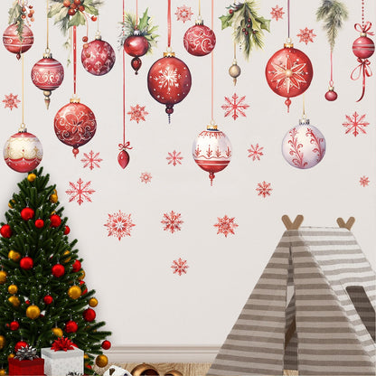 Merry Christmas Wall Decals Pine Cone Snowflake Wall Stickers Christmas Winter Home Wall Art Decor for Kids Room Classroom Office Bedroom Living Room Kitchen Playroom Decor (Snowflake)