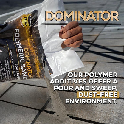 10 Pound Gray Beige DOMINATOR Polymeric Sand with Revolutionary Ceramic Flex Technology for Stabilizing Paver Joints/Gaps, 1/8” up to 4”, Professional Grade Results