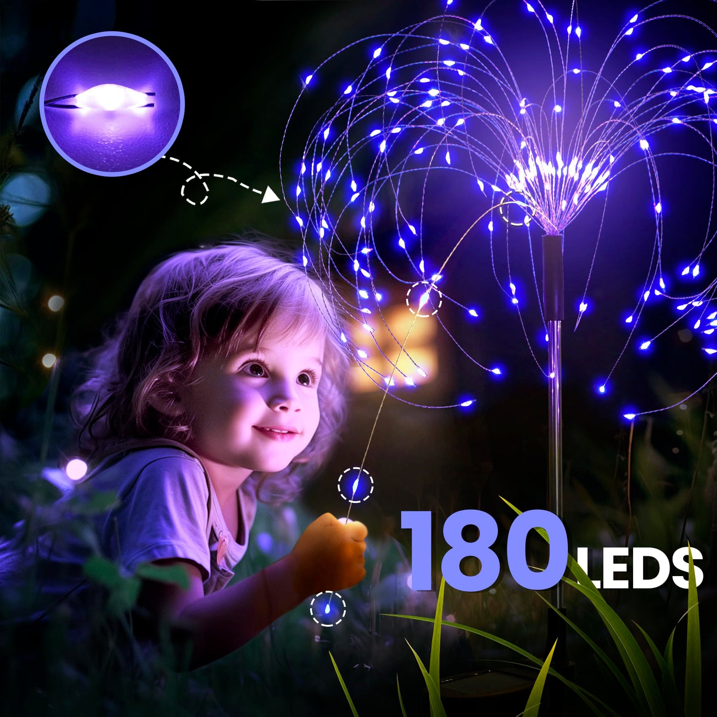 GIGALUMI Garden Outdoor Decor Lights 120LED 4Pack, Solar Garden Lights for Yard Outside Fairy Decorative,Solar Powered for Yard Pathway Flowerbed Planter Balcony Patio Decor（Purple）